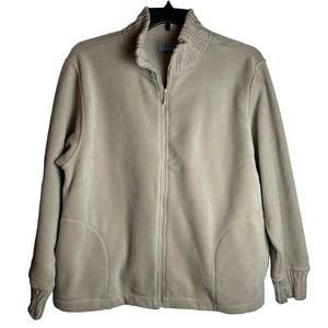 Pacer by Karen Scott Long Sleeve Fleece Full Zip Jacket Tan, Petite XL